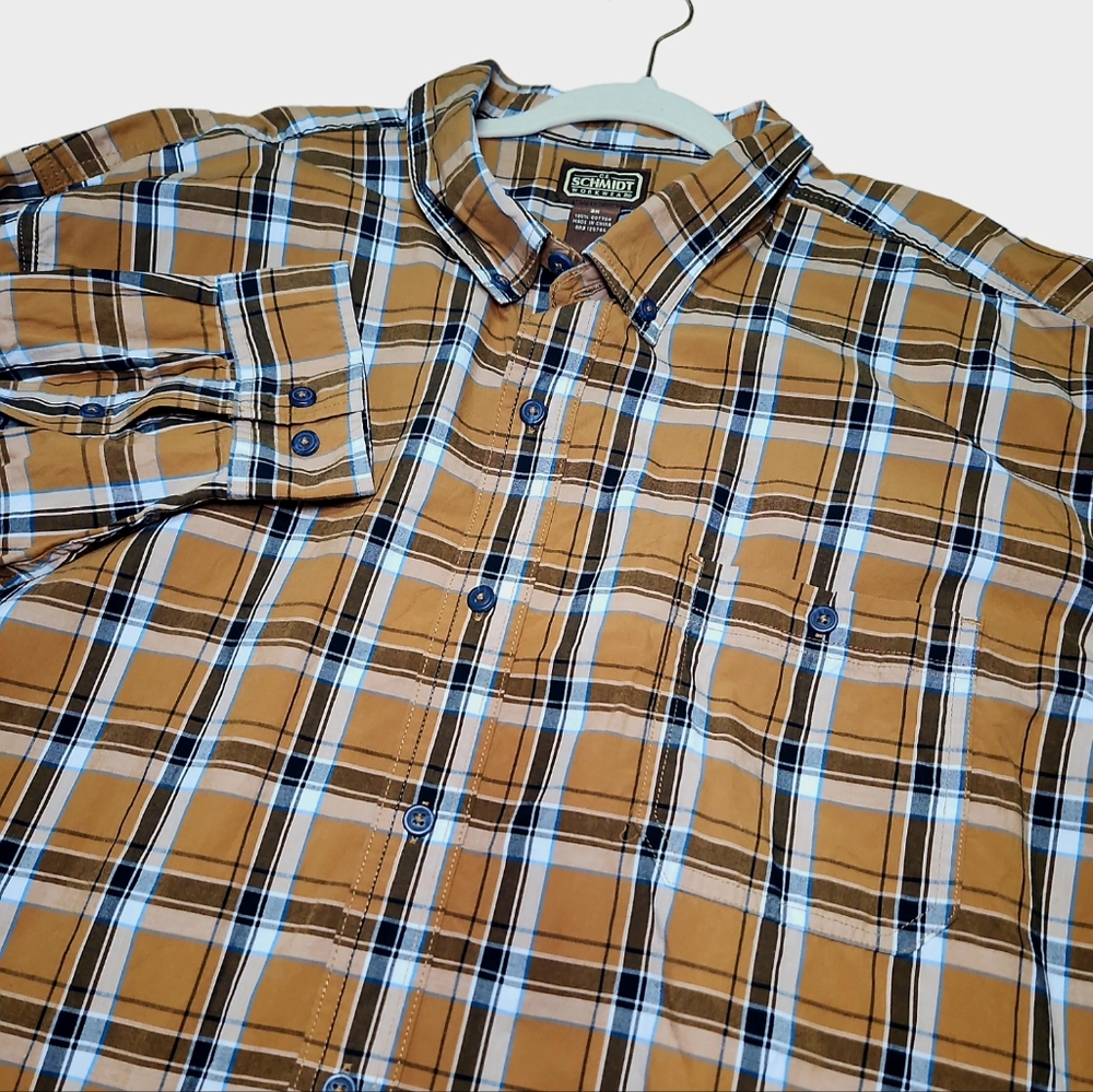 C.E.SCHMIDT Men's Long Sleeve Button-down Plaid‎ Shirt Size 3X